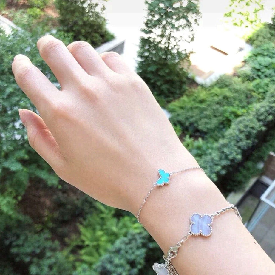[✨ROSE✨]BUTTERFLY TURQUOISE BUTTERFLY BRACELET SILVER