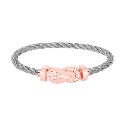 [✨ROSE✨]CHANCE LARGE 8 FIGURE BUCKLE HALF DIAMOND BRACELET ROSE GOLD