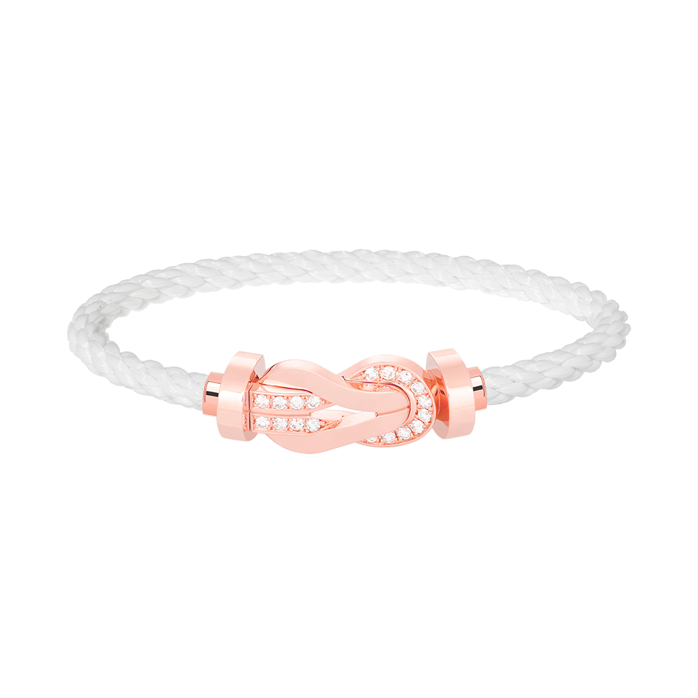 [✨ROSE✨]CHANCE LARGE 8 FIGURE BUCKLE HALF DIAMOND BRACELET ROSE GOLD