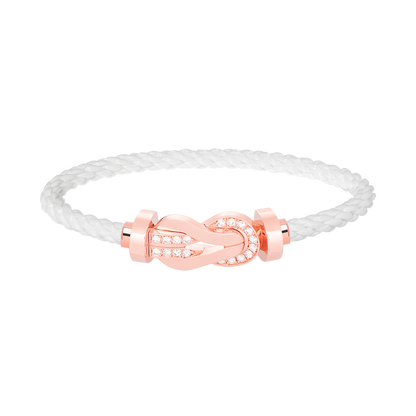 [✨ROSE✨]CHANCE LARGE 8 FIGURE BUCKLE HALF DIAMOND BRACELET ROSE GOLD