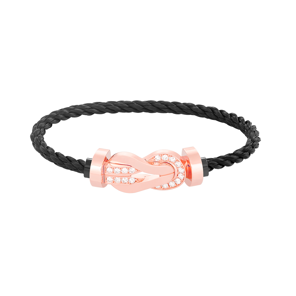 [✨ROSE✨]CHANCE LARGE 8 FIGURE BUCKLE HALF DIAMOND BRACELET ROSE GOLD