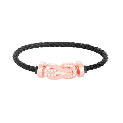 [✨ROSE✨]CHANCE LARGE 8 FIGURE BUCKLE HALF DIAMOND BRACELET ROSE GOLD