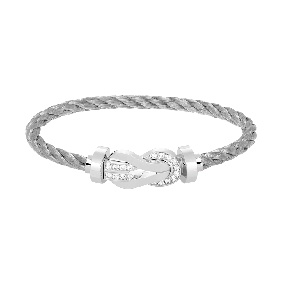 [✨ROSE✨]CHANCE LARGE 8 FIGURE BUCKLE HALF DIAMOND BRACELET SILVER