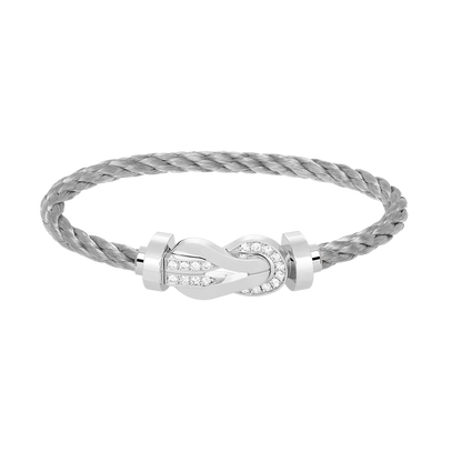 [✨ROSE✨]CHANCE LARGE 8 FIGURE BUCKLE HALF DIAMOND BRACELET SILVER