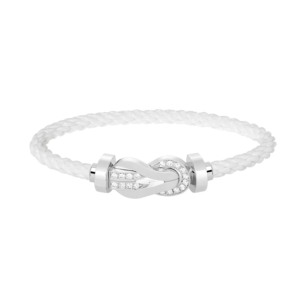 [✨ROSE✨]CHANCE LARGE 8 FIGURE BUCKLE HALF DIAMOND BRACELET SILVER