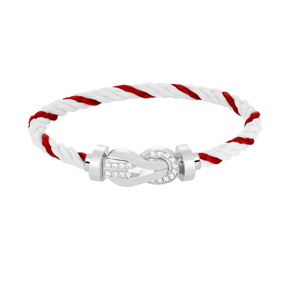 [✨ROSE✨]CHANCE LARGE 8 FIGURE BUCKLE HALF DIAMOND BRACELET SILVER