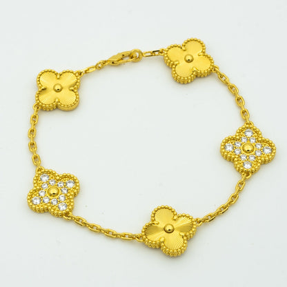 [✨ROSE✨]CLOVER BRACELET 5 MOTIFS GOLD DIAMOND
