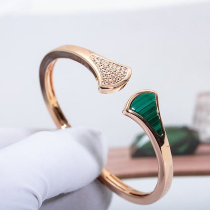 [✨ROSE✨]DREAM BRACELET OPEN MALACHITE PINK GOLD