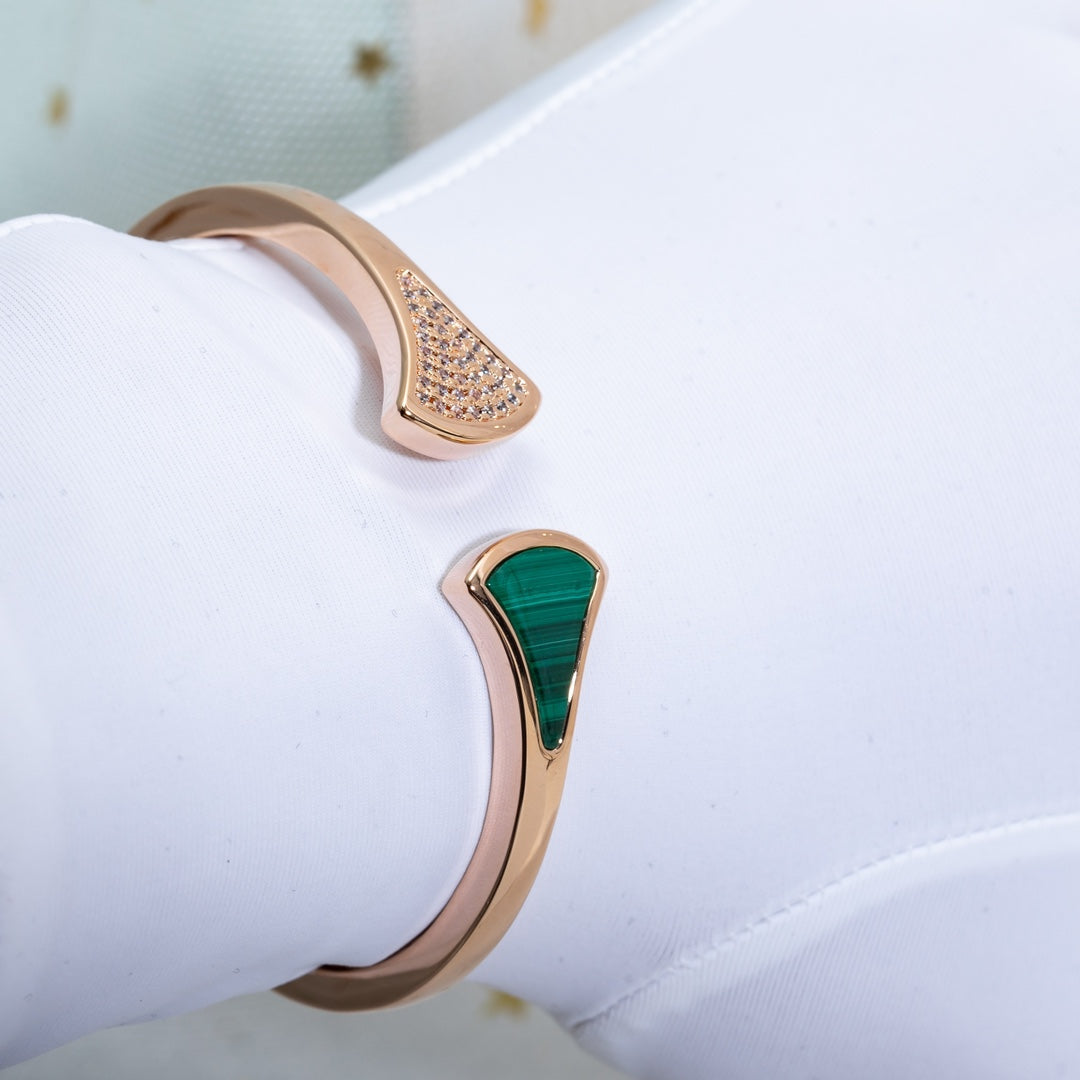 [✨ROSE✨]DREAM BRACELET OPEN MALACHITE PINK GOLD