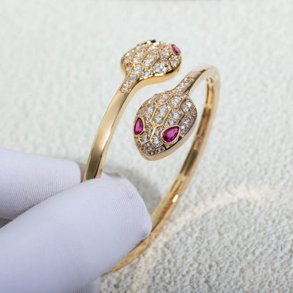 [✨ROSE✨]SERPENTI BRACELET PINK GOLD DIAMOND DOUBLE SNAKE