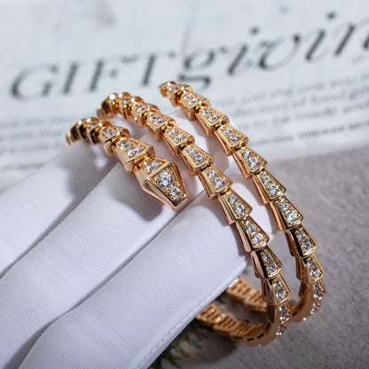 [✨ROSE✨]SERPENTI BRACELET PINK GOLD DIAMOND DOUBLE ROW