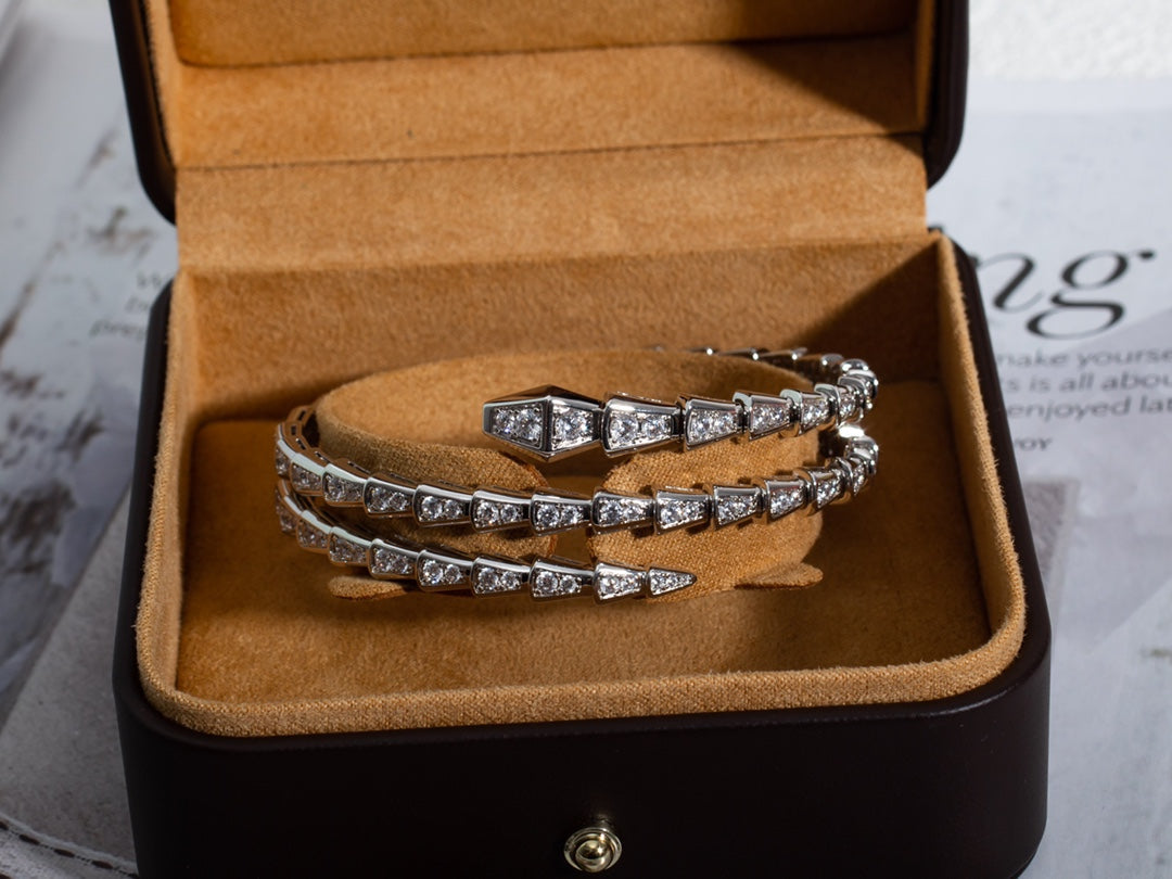 [✨ROSE✨]SERPENTI BRACELET SILVER DIAMOND DOUBLE ROW
