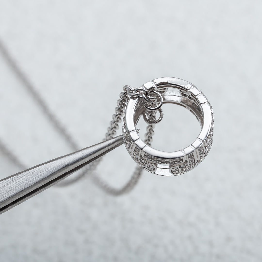 [✨ROSE✨]PARENTESI NECKLACE SILVER DIAMOND
