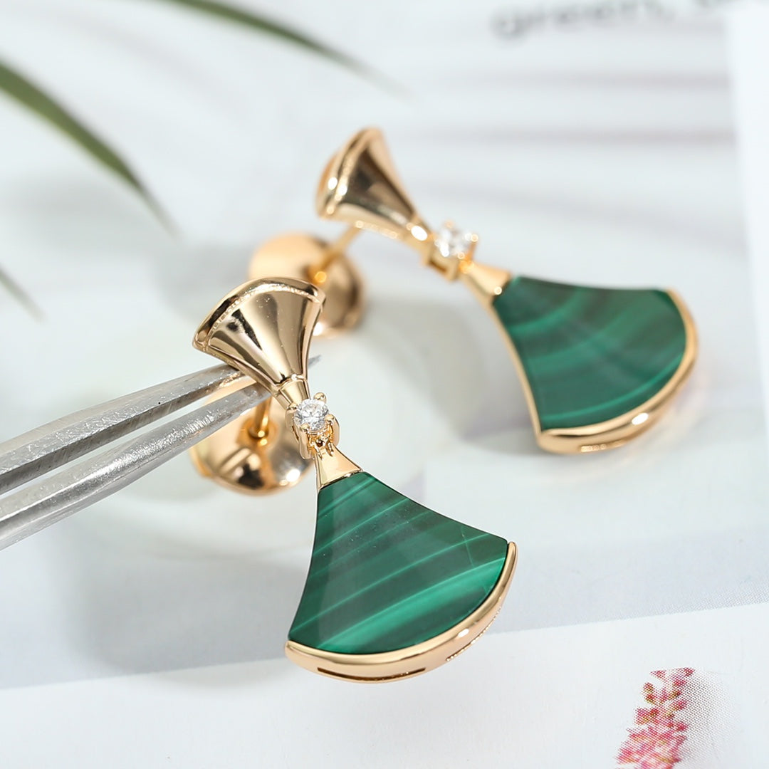 [✨ROSE✨]DREAM MALACHITE PINK GOLD EARRINGS