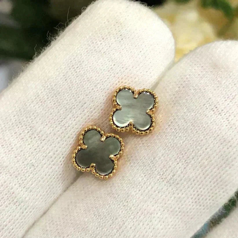 [✨ROSE✨]CLOVER MINI 9.5MM GRAY MOP EARRINGS