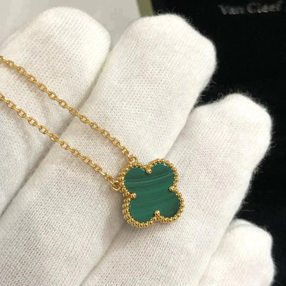 [✨ROSE✨]CLOVER 15MM MALACHITE SINGLE FLOWER  NECKLACE