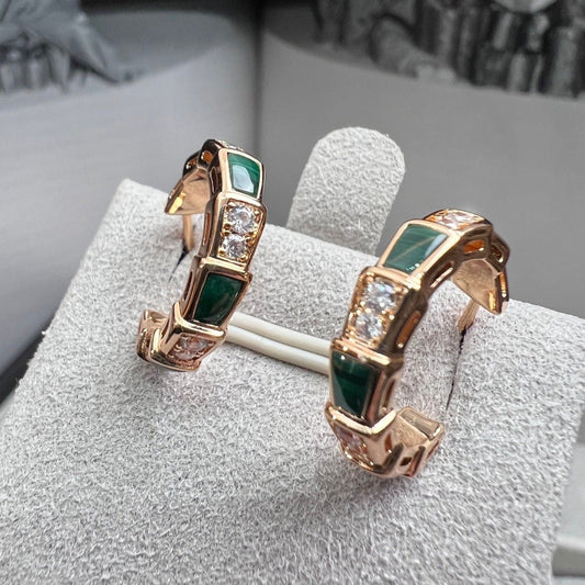 [✨ROSE✨]SERPENTI MALACHITE PINK GOLD EARRINGS