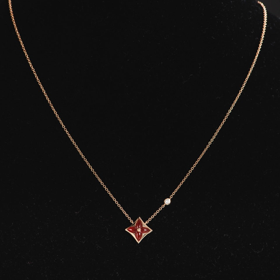 [✨ROSE✨]STAR NECKLACE PINK GOLD 1 DIAMOND