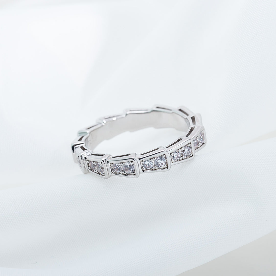 [✨ROSE✨]SERPENTI RING SILVER DIAMOND PAVED 3MM