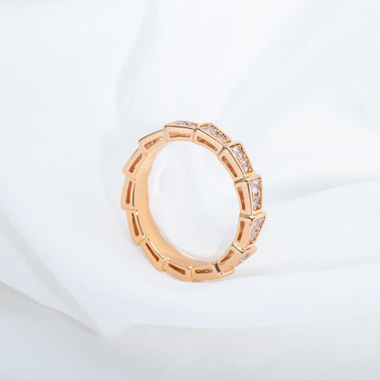 [✨ROSE✨]SERPENTI RING PINK GOLD DIAMOND PAVED 3MM