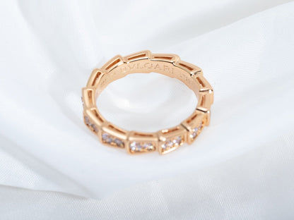 [✨ROSE✨]SERPENTI RING PINK GOLD DIAMOND PAVED 3MM