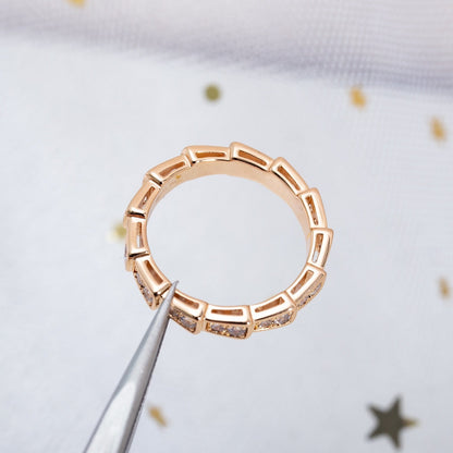 [✨ROSE✨]SERPENTI RING PINK GOLD DIAMOND PAVED 3MM