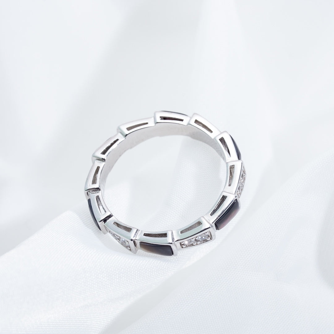 [✨ROSE✨]SERPENTI RING SILVER  DIAMOND BLACK MOP 3MM