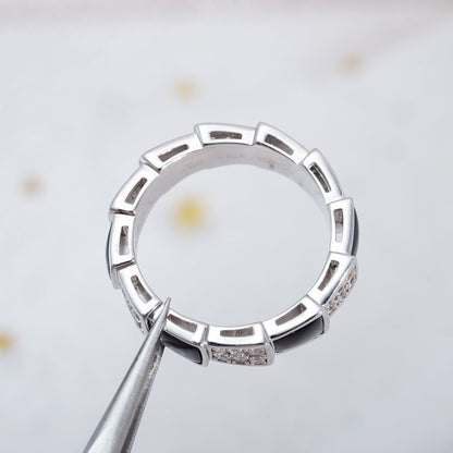 [✨ROSE✨]SERPENTI RING SILVER DIAMOND BLACK MOP 4MM