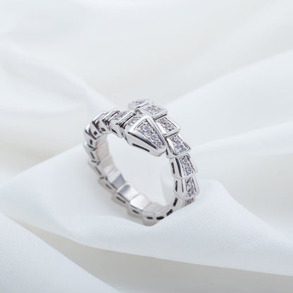 [✨ROSE✨]SERPENTI RING SILVER DIAMOND PAVED 4MM
