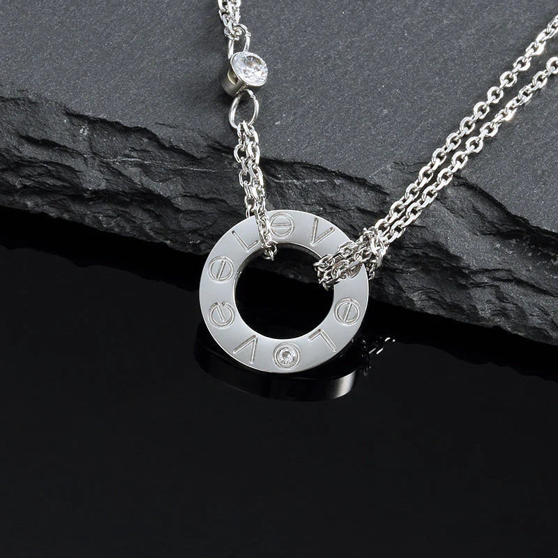 [✨ROSE✨]LOVE NECKLACE 16MM 2 DIAMONDS