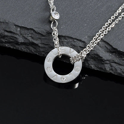 [✨ROSE✨]LOVE NECKLACE 16MM 2 DIAMONDS