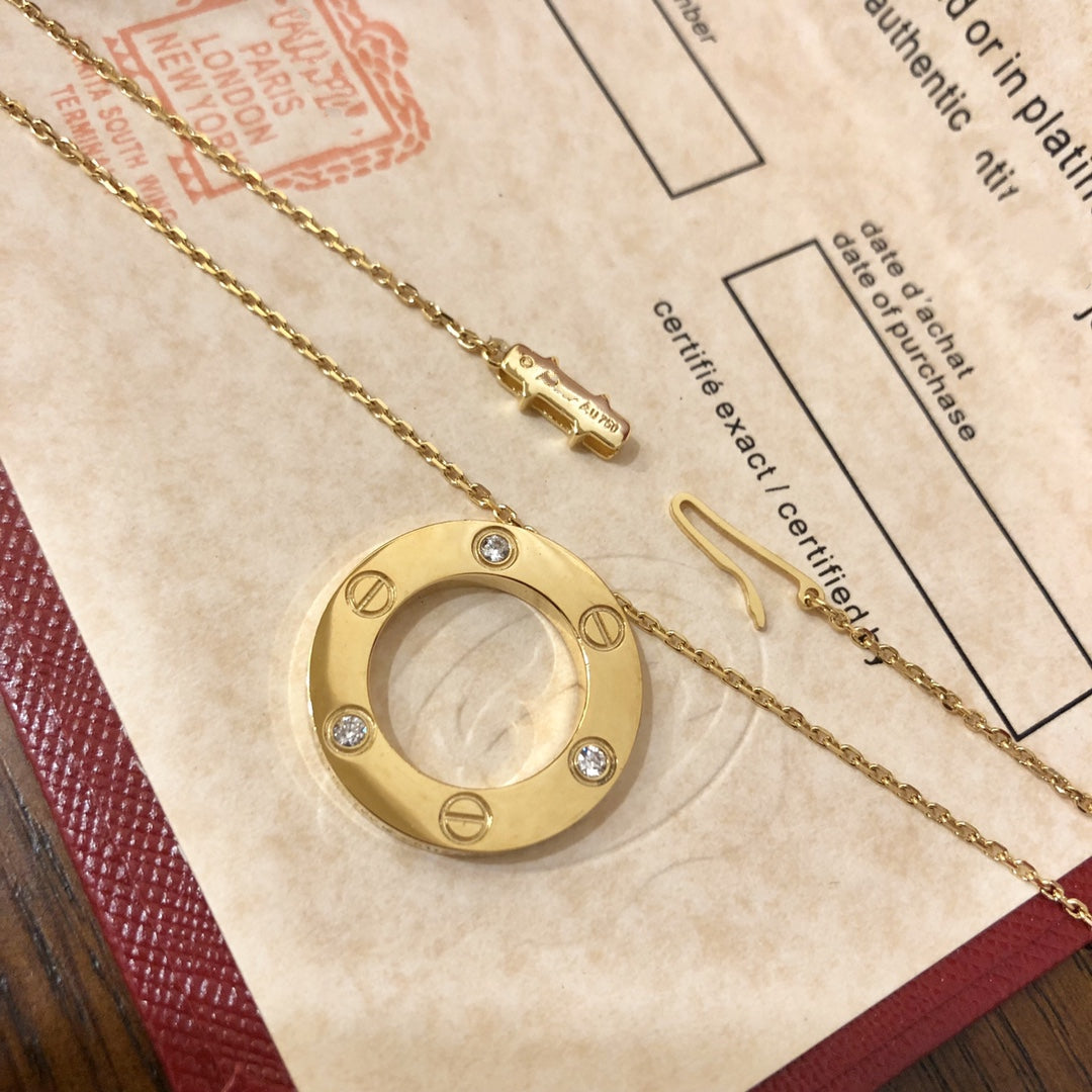 [✨ROSE✨]LOVE NECKLACE 16MM 3 DIAMONDS
