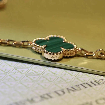 [✨ROSE✨]CLOVER 5 MOTIFS MALACHITE BRACELET