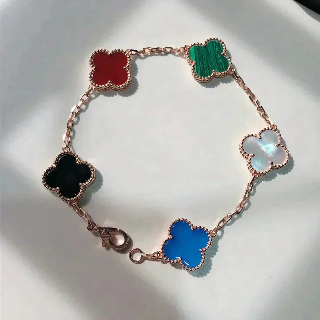 [✨ROSE✨]CLOVER 5 MOTIFS MULTICOLOR  BRACELET
