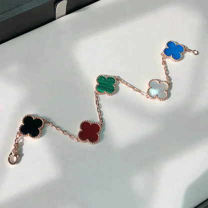 [✨ROSE✨]CLOVER 5 MOTIFS MULTICOLOR  BRACELET