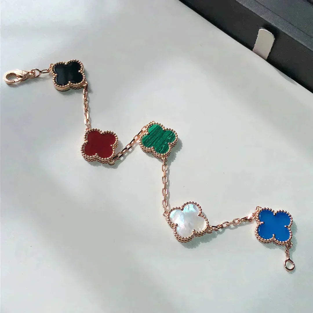 [✨ROSE✨]CLOVER 5 MOTIFS MULTICOLOR  BRACELET