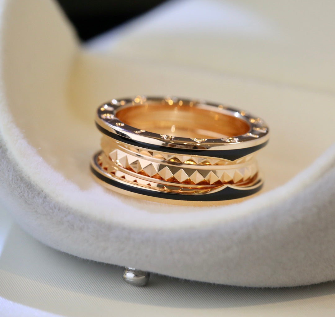 [✨ROSE✨]ZERO 1 PINK GOLD BLACK CERAMIC RING