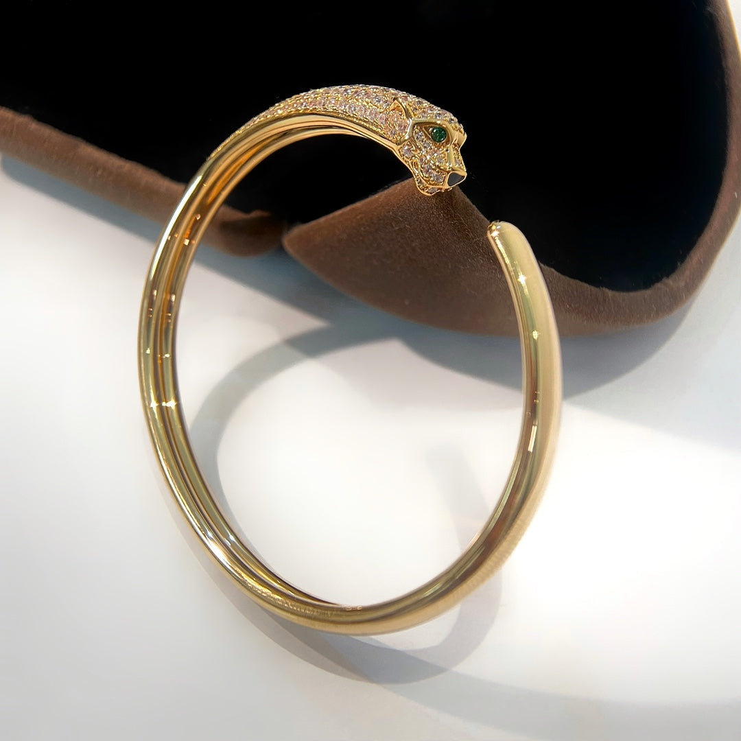 [✨ROSE✨]PANTHERE GOLD DIAMOND OPEN BRACELET