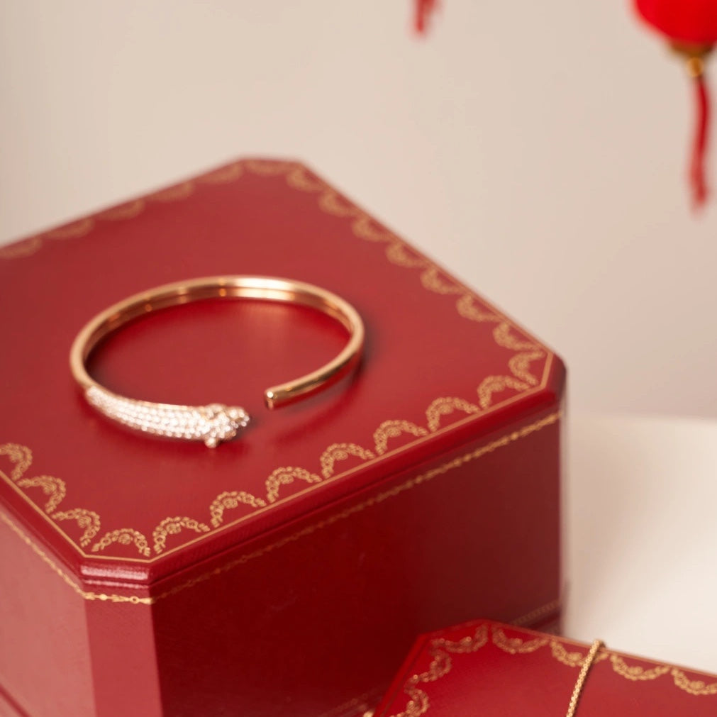 [✨ROSE✨]PANTHERE ROSE GOLD DIAMOND OPEN BRACELET