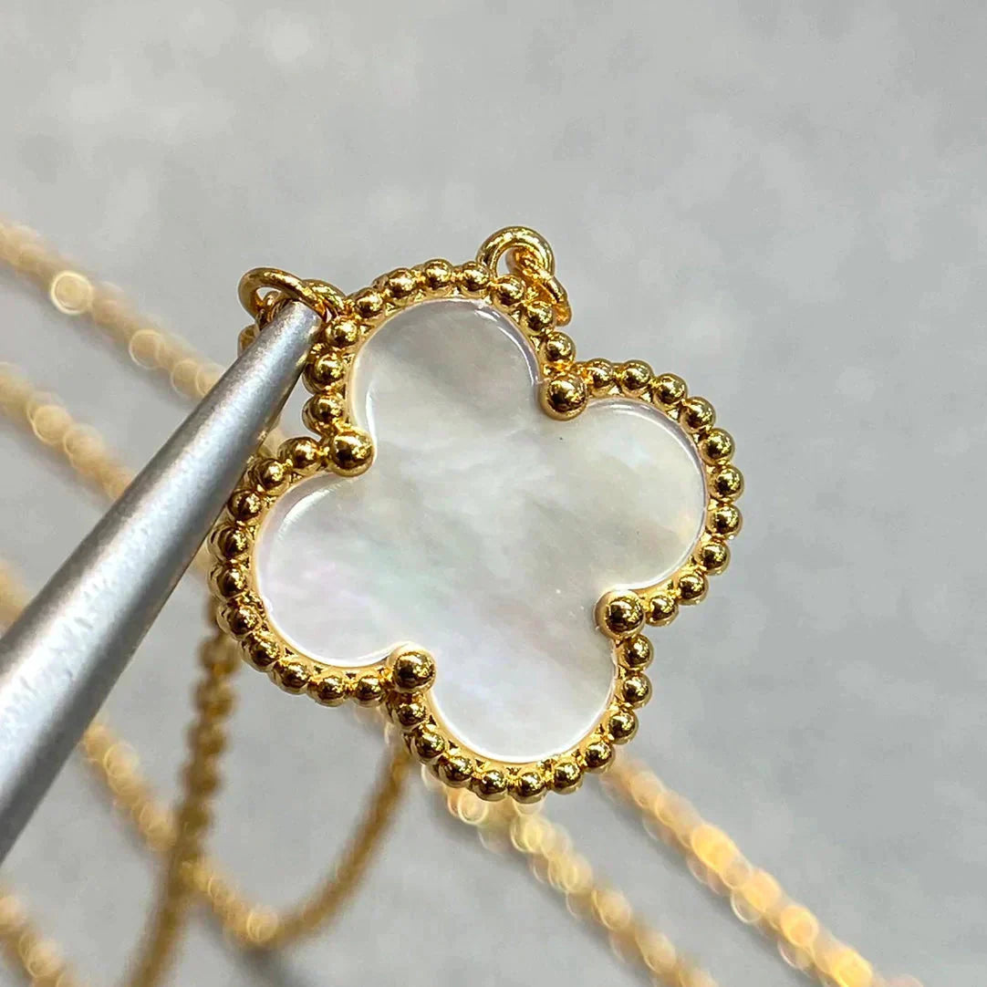[✨ROSE✨]CLOVER 15MM WHITE MOTHER-OF-PEARL GOLD NECKLACE