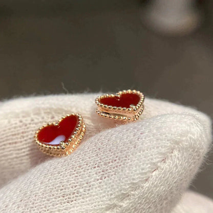 [✨ROSE✨]HEART CARNELIAN STUD EARRINGS