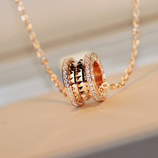 [✨ROSE✨]ZERO 1 ROCK PEDANT PINK GOLD NECKLACE