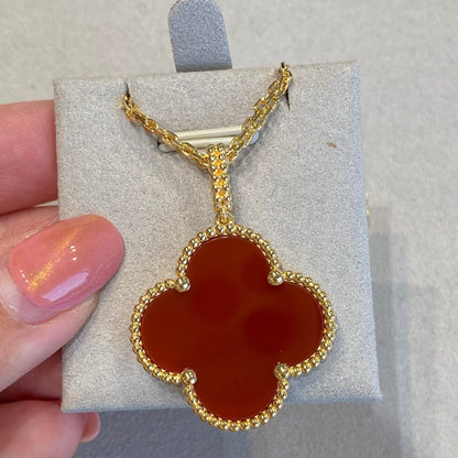 [✨ROSE✨]CLOVER 25MM NECKLACE GOLD CARNELIAN