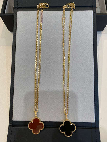 [✨ROSE✨]CLOVER 25MM NECKLACE GOLD CARNELIAN