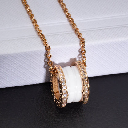 [✨ROSE✨]ZERO 1 WHITE CERAMIC PINK GOLD DIAMOND NECKLACE