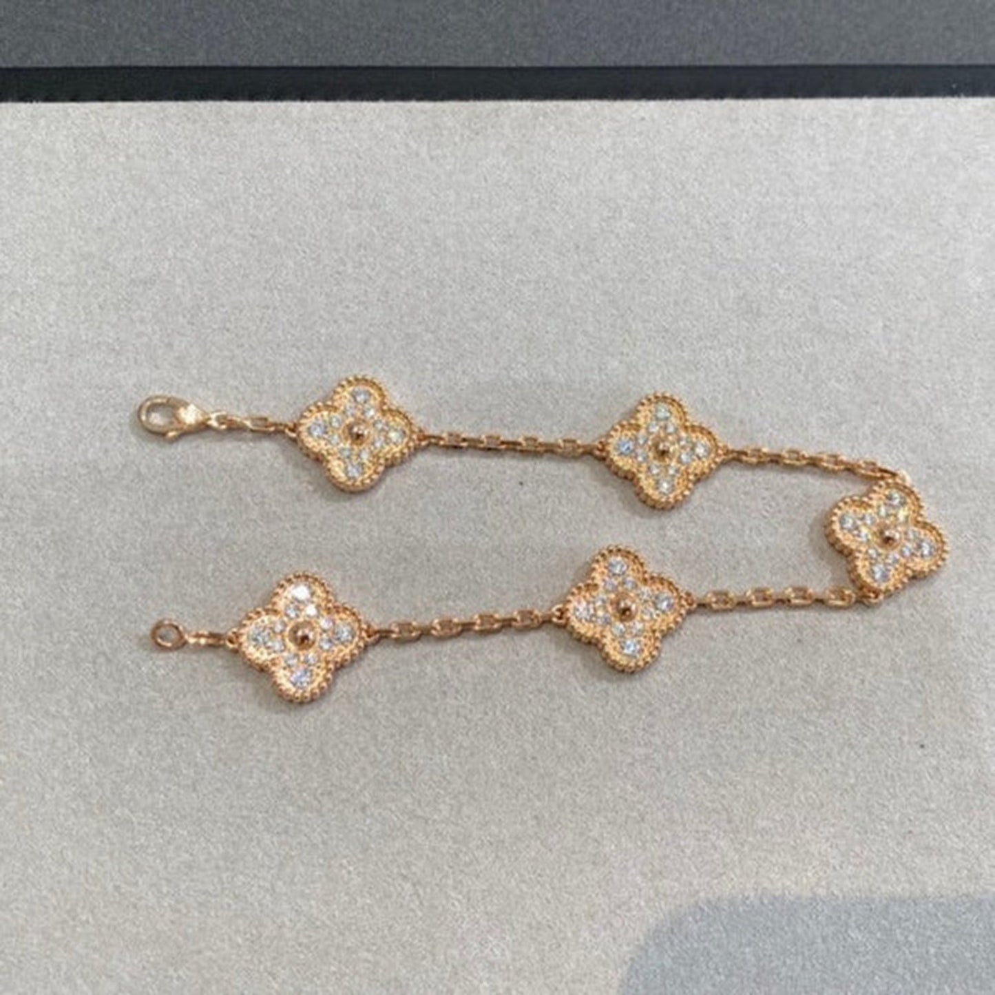 [✨ROSE✨]CLOVER 5 MOTIFS  FULL DIAMOND BRACELET