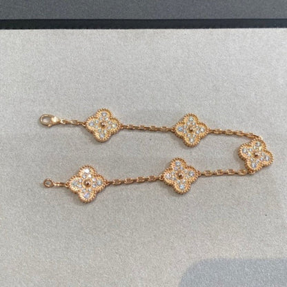 [✨ROSE✨]CLOVER 5 MOTIFS  FULL DIAMOND BRACELET