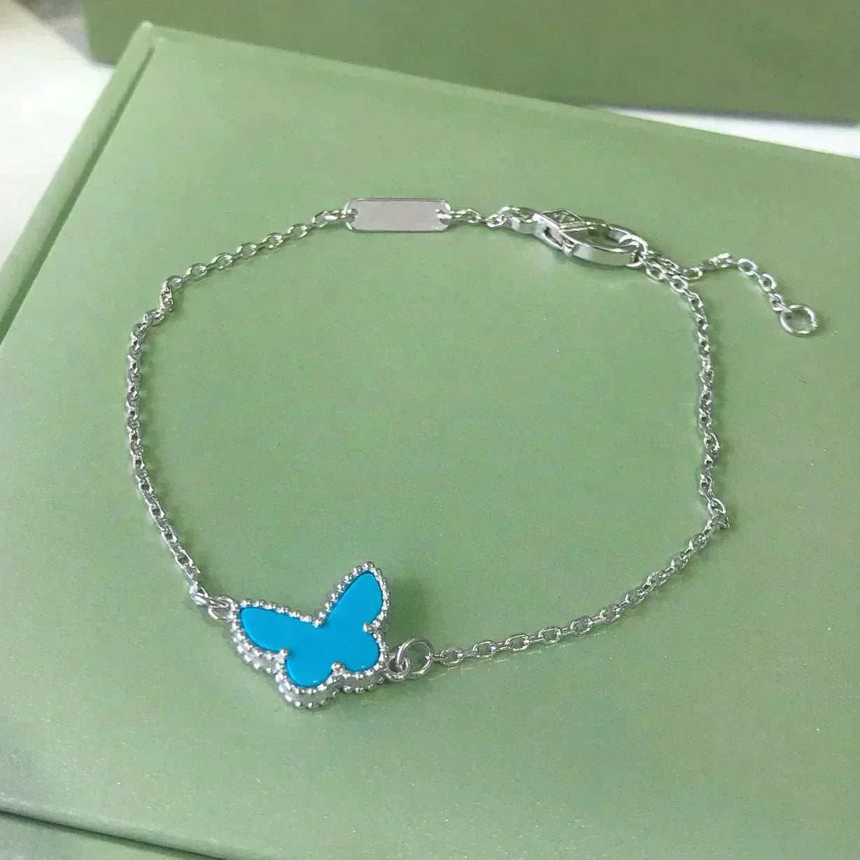 [✨ROSE✨]BUTTERFLY TURQUOISE BUTTERFLY BRACELET SILVER