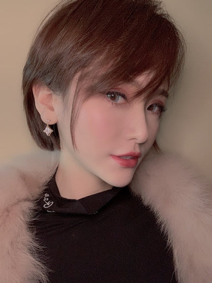 [✨ROSE✨]DOUBLE STAR PINK GOLD MOP DROP EARRINGS