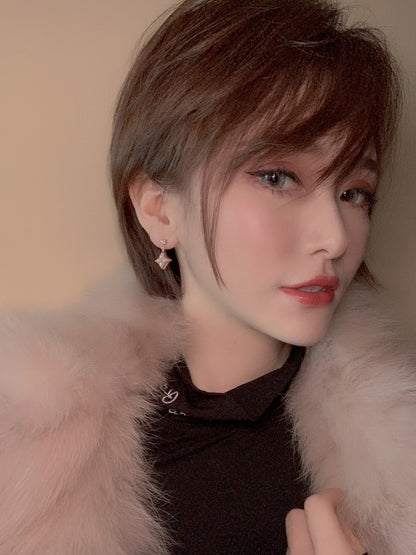 [✨ROSE✨]DOUBLE STAR PINK GOLD MOP DROP EARRINGS
